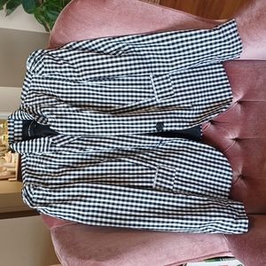 Gingham puff- sleeved blazer